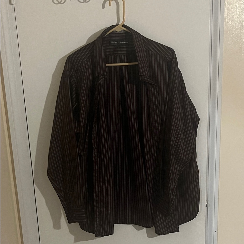 Men's Brown Striped Dress Shirt